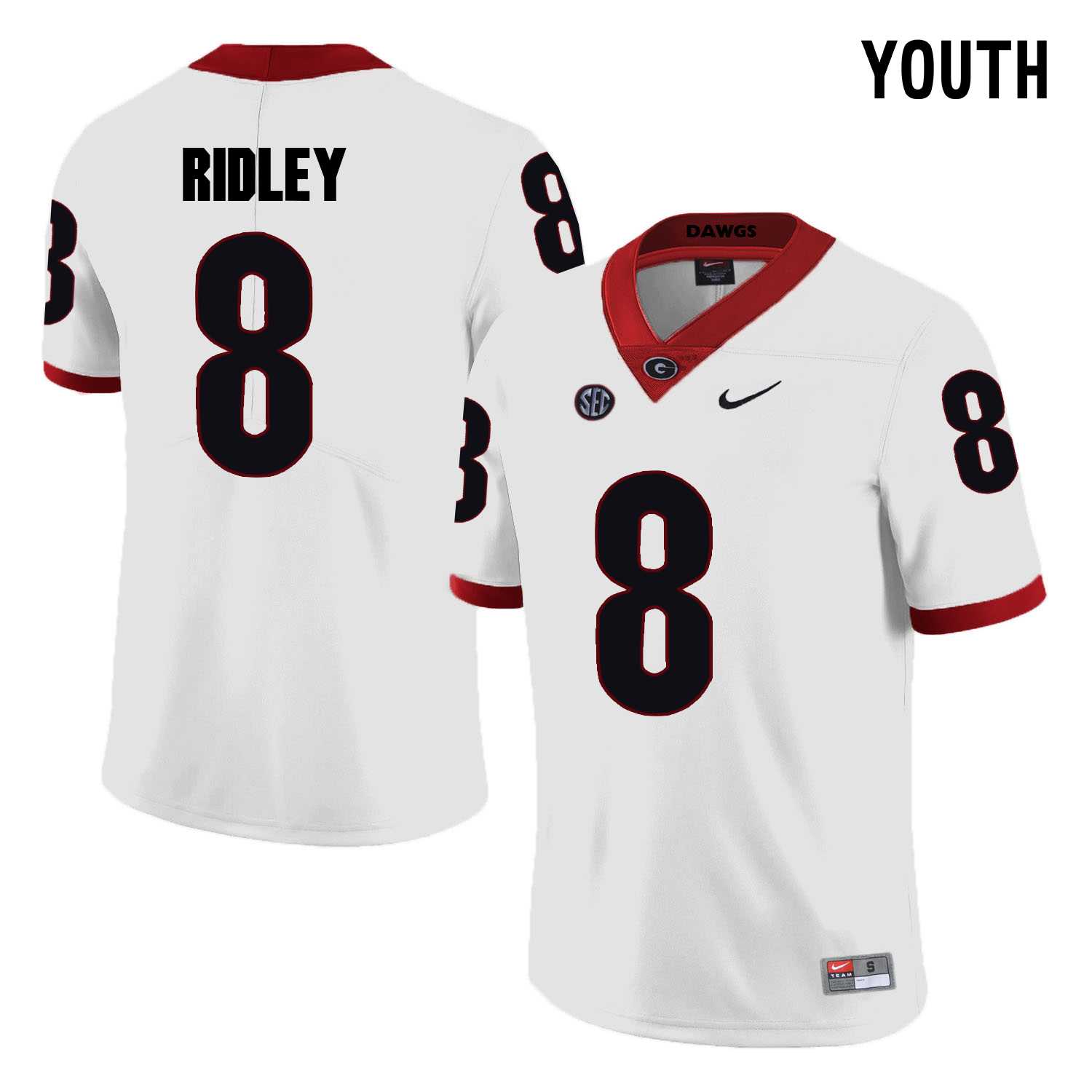 Georgia Bulldogs 8 Riley Ridley White Youth College Football Jersey DingZhi